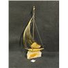 Image 1 : Mid Century Brass Sailboat on Marble? Base Approx: 15"T 6"W