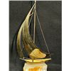 Image 2 : Mid Century Brass Sailboat on Marble? Base Approx: 15"T 6"W