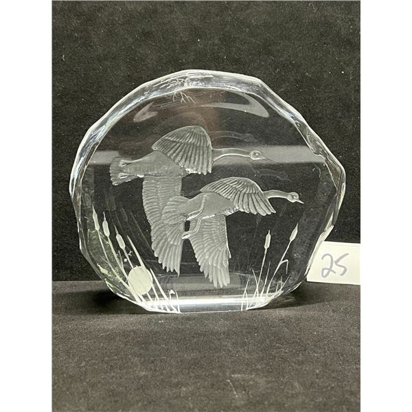 Capredoni Dartington Crystal Glass Paperweight Signed Label England 6.25x5.5"