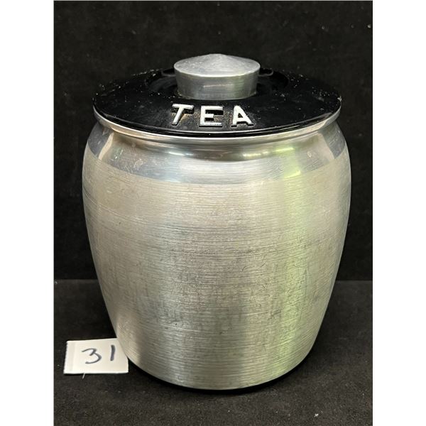 Vintage Kromex Spun Aluminum Tea Canister Approx: 5"T 4.5"W