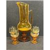 Image 1 : Modern Yellow/Amber Pitcher & 4 Glasses (see description)