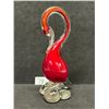 Image 1 : Crystal / Red Art Glass Bird Approx: 8"T 3.25"W