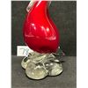 Image 3 : Crystal / Red Art Glass Bird Approx: 8"T 3.25"W