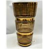 Image 1 : Vintage MCM Tall Brown / Gold Striped Vase Approx: 10"T 5.5"W