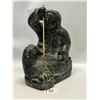Image 1 : Nuvuk Canada Inuit Sculpture - Hunting Theme Approx: 8.25x5.75" & 9.75"T