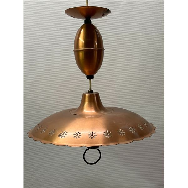 Mid Century Copper Spaceship/UFO Light Fixture Approx 14.5"W