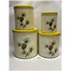 Image 1 : Vintage Tin Pinecone Canister Set (largest is approx: 7.25"W 7.5"T