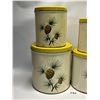 Image 2 : Vintage Tin Pinecone Canister Set (largest is approx: 7.25"W 7.5"T