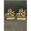 Image 1 : 2 Cast Metal Ship Book Ends Approx: 4.5" tall and 4.25" wide