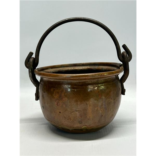 Copper Cauldron w/handle Small Mini Approx: 5" wide 3.75" tall