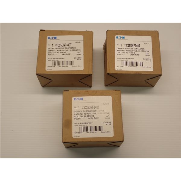 (3) Eaton # C25DNF340T Contactors