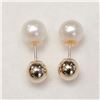 Image 1 : 10K F.W. PEARL, 2 IN 1 REVERSIBLE EARRINGS