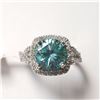 Image 1 : 14K  INTENSE SLIGHTLY GREENISH BLUE MOISSANITE(3.2CT) DIAMOND (0.45CT) RING SIZE 6.5