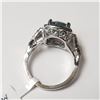 Image 3 : 14K  INTENSE SLIGHTLY GREENISH BLUE MOISSANITE(3.2CT) DIAMOND (0.45CT) RING SIZE 6.5