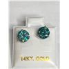 Image 1 : 14K  VIVID BLUE GREEN MOISSANITE(2CT) EARRINGS