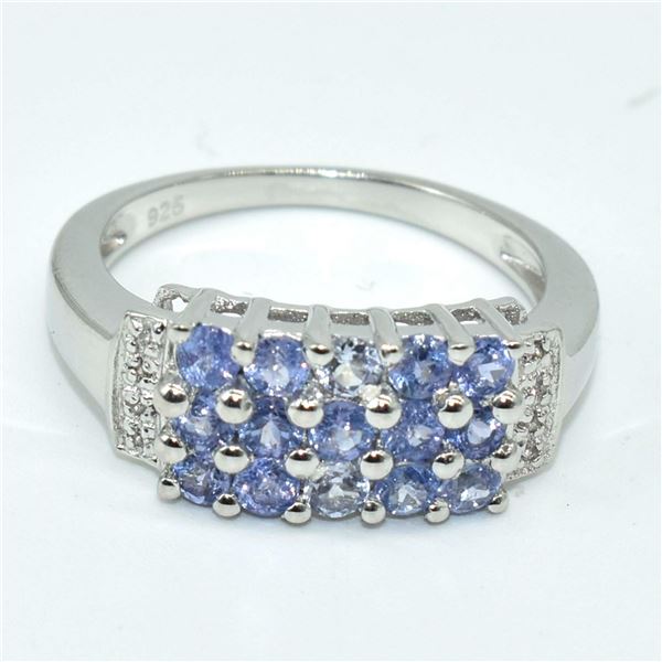 SILVER TANZANITE WHITE TOPAZ(9.75CT) RING