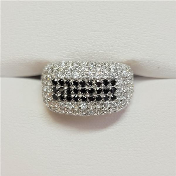 SILVER CZ ONYX RING