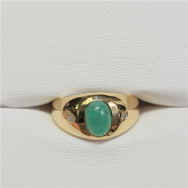 SILVER SAKOTA EMERALD, WHITE DIAMOND (1.3CT) RING