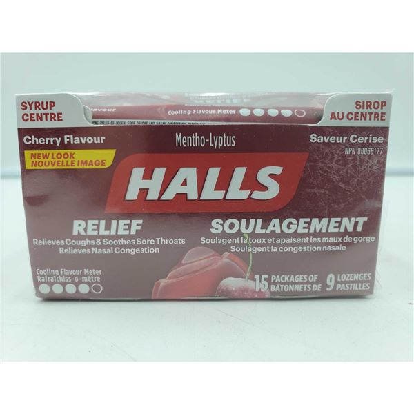 Halls Cherry Flavour Syrup Centre Lozenges (9 x 15)