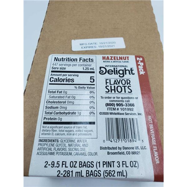 International Delight Flavor Shots-Hazelnut (2-9.5fl oz bags)