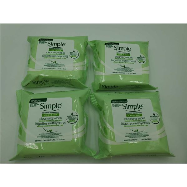 Simple Makeup Cleansing Wipes (4 x 25wipes)