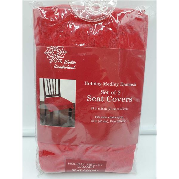 Holiday Medley Damask Set of 2 Seat Covers (28in x 36in)