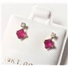 Image 2 : 10K Yellow Gold Ruby(0.44ct) Diamond(0.06ct) Earrings (~Size )(Ring is resizable for $40) (~length i
