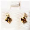 Image 1 : 10K Yellow Gold Citrine(0.44ct) Diamond(0.06ct) Earrings (~Size )(Ring is resizable for $40) (~lengt