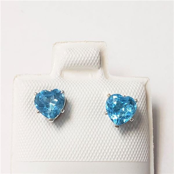 Silver Blue Topaz(1.2ct) Earrings (~Size )(Ring is resizable for $40) (~length inches), Made in Cana