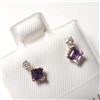 Image 2 : 10K Yellow Gold Amethyst(0.44ct) Diamond(0.06ct) Earrings (~Size )(Ring is resizable for $40) (~leng