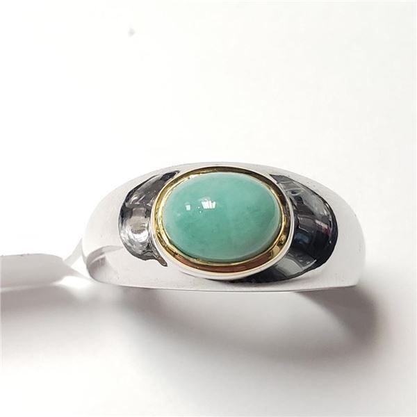 Silver Emerald(1.3ct) Ring (~Size )(Ring is resizable for $40) (~length inches), Suggested Retail Va