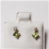 Image 1 : 10K Yellow Gold Peridot(0.4ct) Diamond(0.06ct) Earrings (~Size )(Ring is resizable for $40) (~length