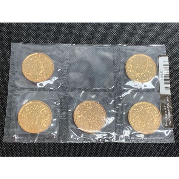 Royal Canadian Mint Sealed 2011 Parks Canada Circulation 5 Coin $1.00 Pack