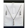 Image 1 : Ladies NEW Crystal and Silver Necklace and Earring Set withMultiple Solitaires and bow weave necklac
