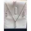 Image 3 : Ladies NEW Crystal and Silver Necklace and Earring Set withMultiple Solitaires and bow weave necklac