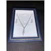Image 4 : Ladies NEW Crystal and Silver Necklace and Earring Set withMultiple Solitaires and bow weave necklac