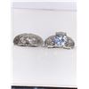 Image 2 : Vera Wang Styled Double Ring Wedding & Engagement Set with Round Cut 1.0 Carat Solitaire Engagement 