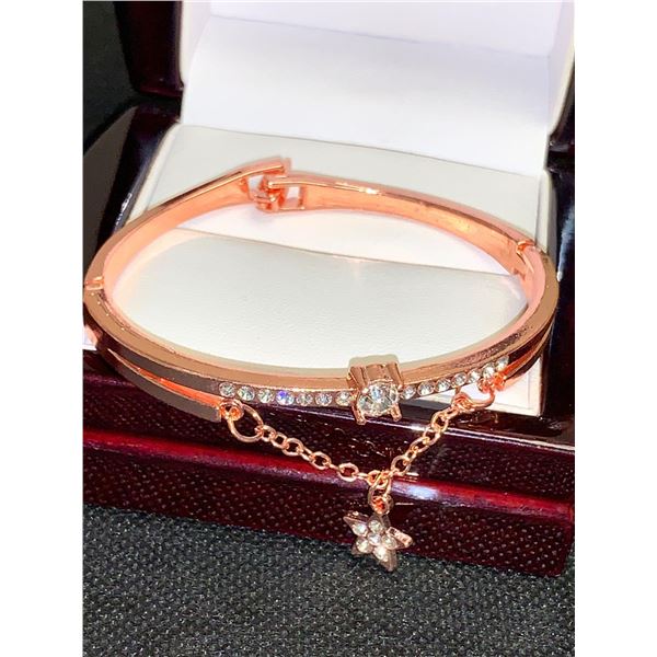 Ladies Rose Gold Style Bracelet with charm
