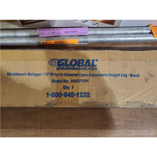 *NEW* Global Industrial™ Workbench Steel Stringer For C Channel, 72"W, Black - Work Bench Stability 