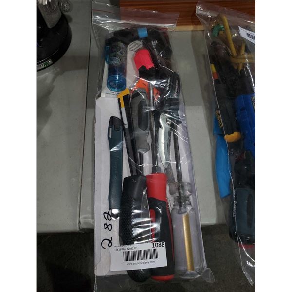 Assorted Lot of Hand Tools, Pocket Knives, Lighters, Torches, and more