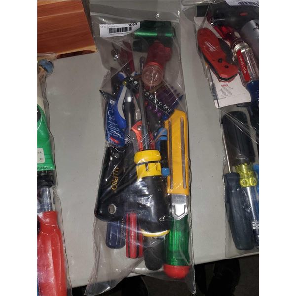 Assorted Lot of Hand Tools, Pocket Knives, Lighters, Torches, and more