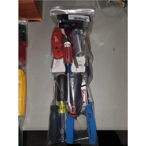 Assorted Lot of Hand Tools, Pocket Knives, Lighters, Torches, and more