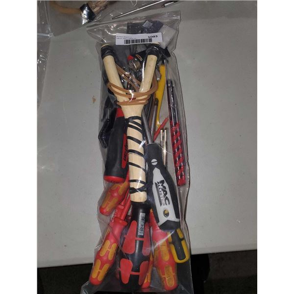 Assorted Lot of Hand Tools, Pocket Knives, Lighters, Torches, and more