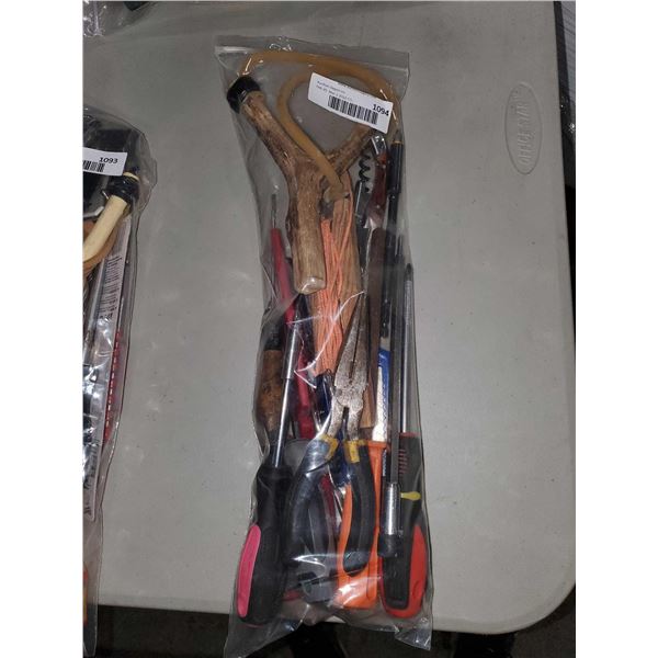 Assorted Lot of Hand Tools, Pocket Knives, Lighters, Torches, and more