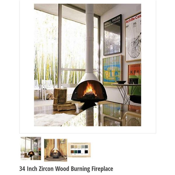 *NEW - SOLD AS IS* Zircon 34" Retro Style Wood Burning Fireplace - Minor damage as seen in photos