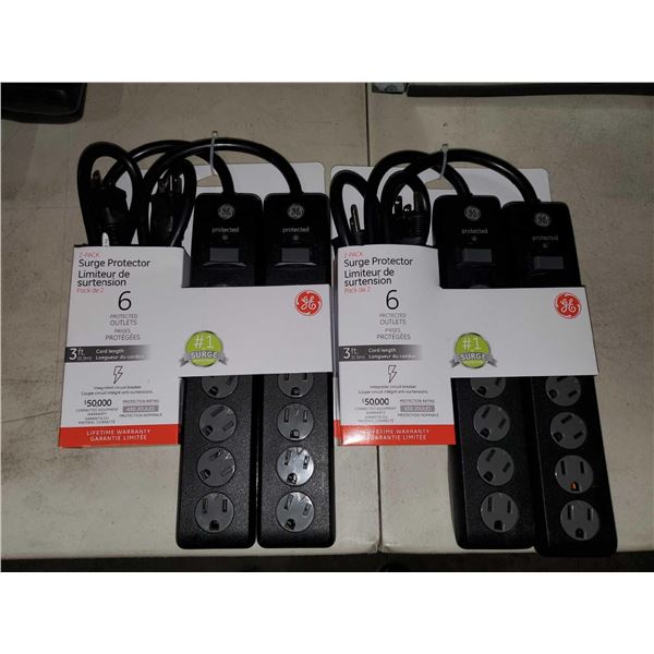 *NEW* Lot of 2 - 2 pack GE Surge Protector Power Bars