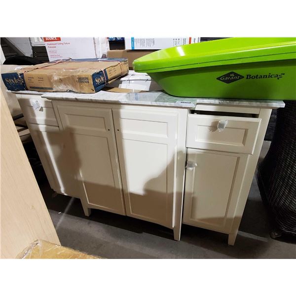 *NEW - SOLD AS IS* 2 Drawer, 4 Cupboard Bathroom Vanity with marble top - Marble has cracks as seen 