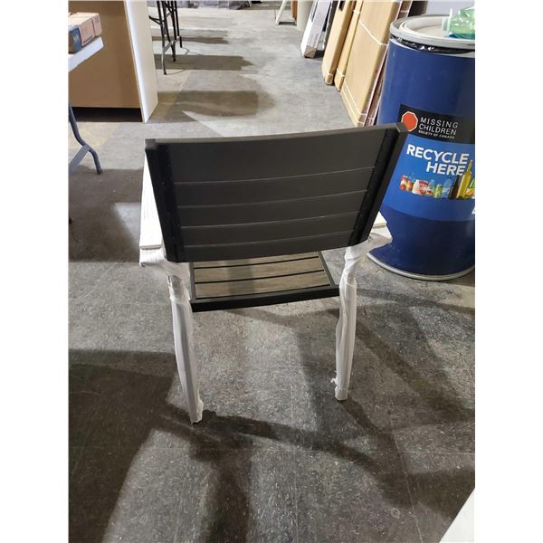 *NEW* Stackable Resin Wood Slat Patio Chair - Powder-Coated Frame