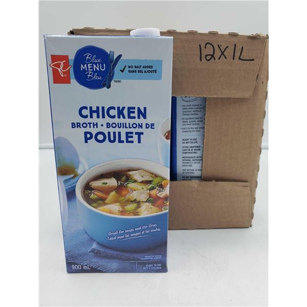 PC Blue Menu No Salt Added Chicken broth 12X1L