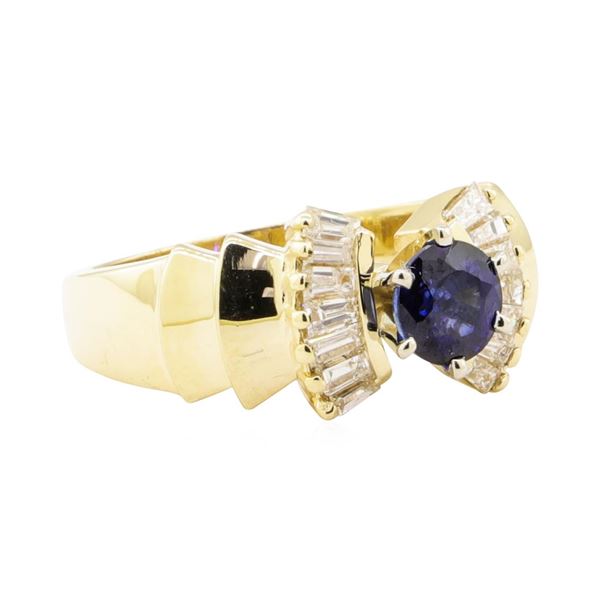 1.47 ctw Blue Sapphire And Diamond Ring - 14KT Yellow Gold